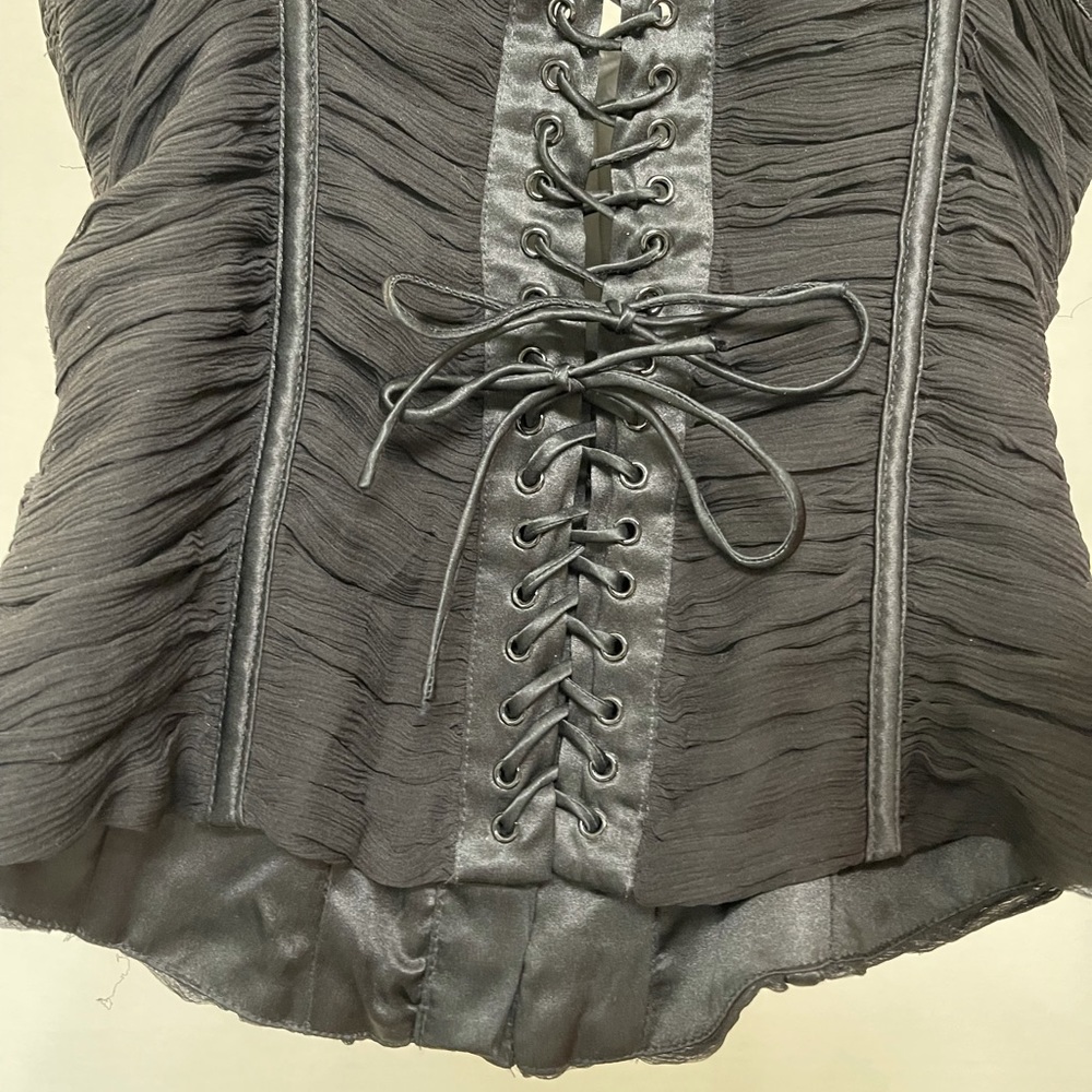 bebe Black Ruched Halter Corset Top - Picture 7 of 8